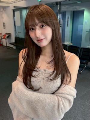 髪質改善 ロングレイヤー シャギーカット くびれヘア 韓国風