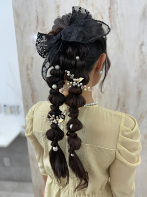 くびれヘア/ハイライトカラー/アプリコットオレンジ