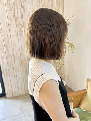 オリーブグレー/結べるボブ/ツヤカラー