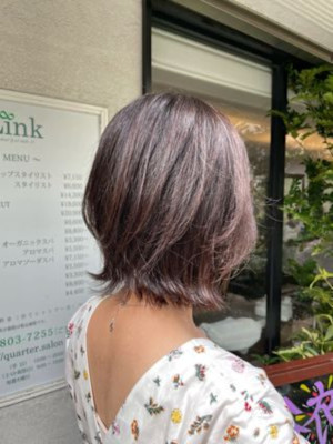 ピンクブラウンミニボブ