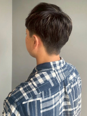 ツーブロックマッシュ ブラウン ハイライト ダブルカラー