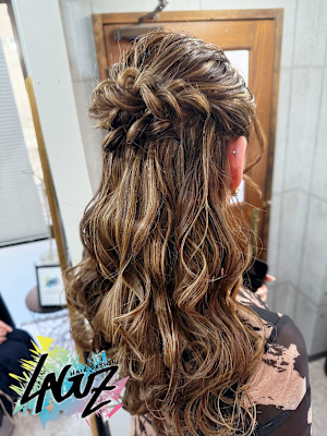 【ヘアセット】 華やか編み込みハーフアップ×ウェーブヘア