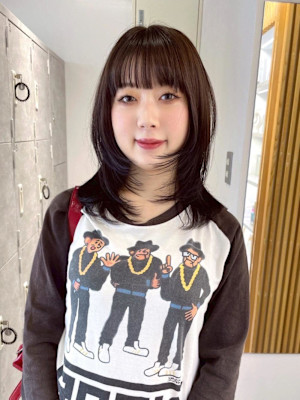 【rizu】透明感カラー/顔周りレイヤー/髪質改善カラー