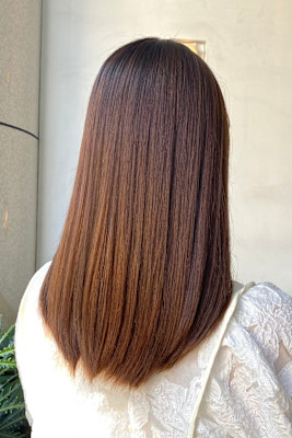 酸性ストレートパーマ+悟式髪質改善トリートメント