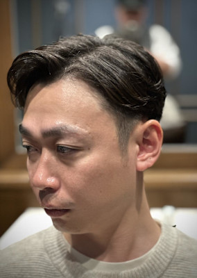 メンズ　ニュアンスパーマ　毛流れ　シチサン