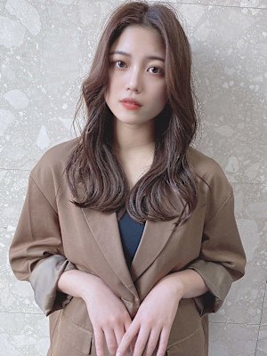前髪なし韓国式イメチェンロングレイヤー　
