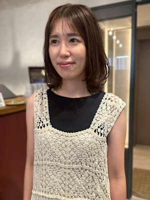 顔周りカット 髪質改善  レイヤーカット マロンベージュ