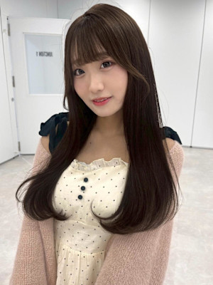 髪質改善 縮毛矯正 ロングレイヤー 顔周りカット アッシュ 