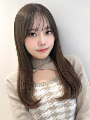 山村/小顔ワンカールパーマ/セミロングストカール縮毛矯正銀座