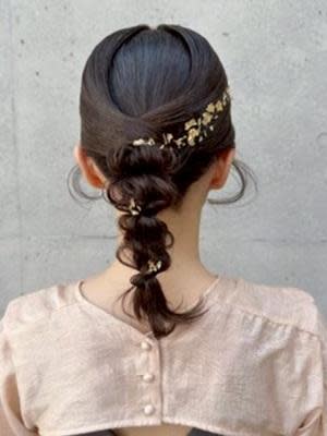 #金粉ヘアアレンジ　#大人女性ヘアセット