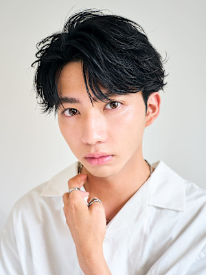 men's/メンズ/ブルーブラック/フェザーパーマ