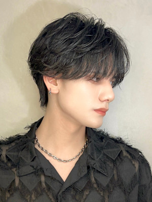 men's/メンズ/ブルーブラック/フェザーパーマ