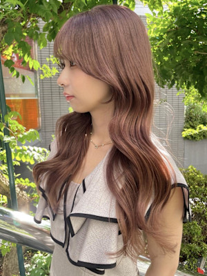 韓国風巻き/アプリコットオレンジ/ブリーチなしダブルカラー