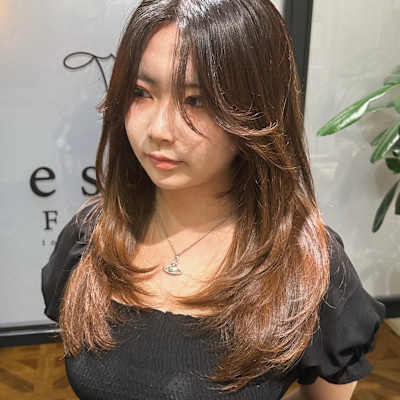 レイヤーカット/透明感カラー/博多美容室