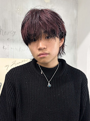 メンズ　ルーツカラー　ワインレッド