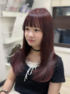 【AYAKI】レイヤー顔まわりカットワインレッド