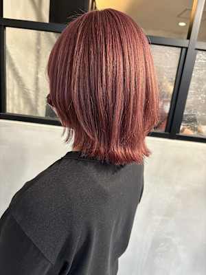 (阿部)ブリーチ2回のピンクベージュ