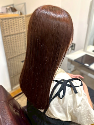 オレンジブラウン 暖色カラー ブリーチなしダブルカラー