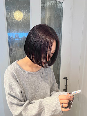 コンパクトボブ/ボブ/ワインレッド