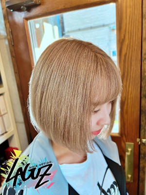 プラチナベージュ×素敵ボブライン 茅ヶ崎髪質改善 ボブカット