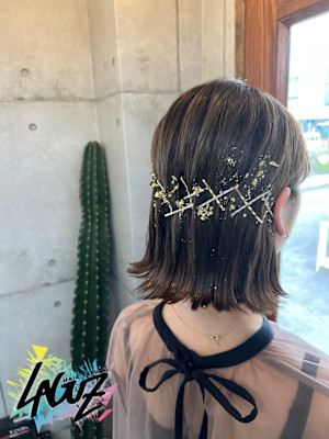 【ヘアセット】 金箔×銀箔 外ハネボブ 茅ヶ崎ヘアセット