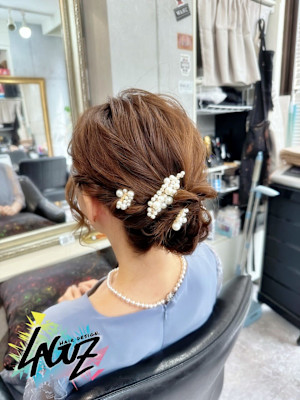 【ヘアセット】 パールで彩る華やかまとめ髪アレンジ /茅ヶ崎