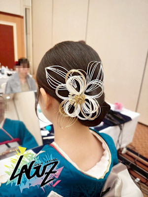 【ヘアセット】 水引が映える和装タイトシニヨンアレンジ