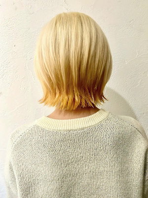 くびれボブ/ブリーチグラデーション/外ハネ