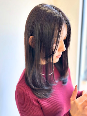 大人可愛い小顔内巻き/ダークラベンダーブラウン