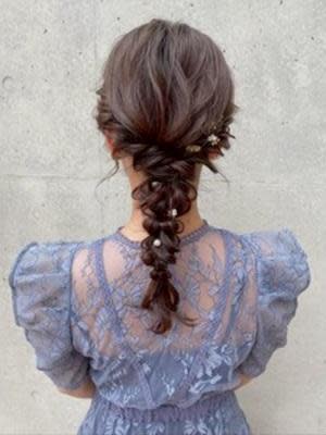 #編みおろしアレンジ　#パールヘアアクセ