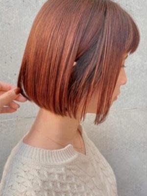 #オレンジカラー　#切りっぱなしボブ