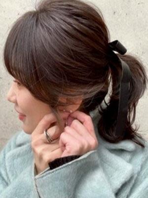 #たゆっとポニーテール　#ほつれアレンジ