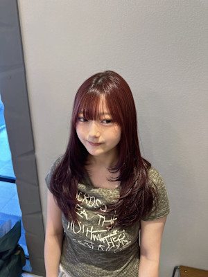 【Lolonois天満】ワインレッド×レイヤーカット