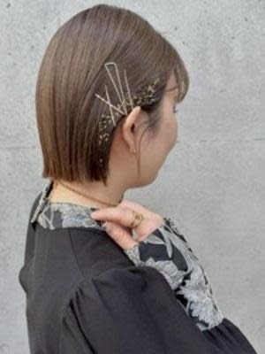 #シンプルボブアレンジ　#ゴールドヘアアレンジ