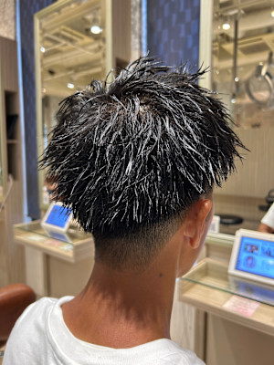 夏ツイスパ波巻き◎アップバング爽やかビジネスセンターパート