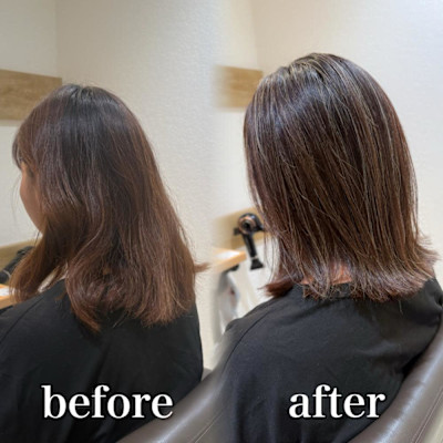 白髪ぼかし細めハイライト30代40代50代セミディ