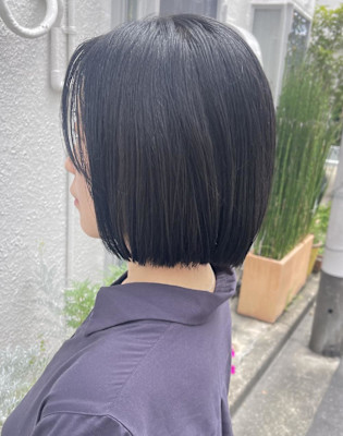地毛風カラー　ぱっつんミニボブ