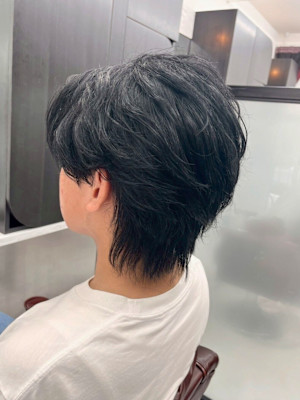 黒髪 中国ウルフ 中華ヘア ミディアムウルフ