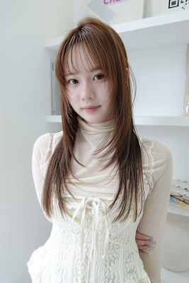 韓国ヘアブリーチ無しグレージュ透明感カラー髪質改善