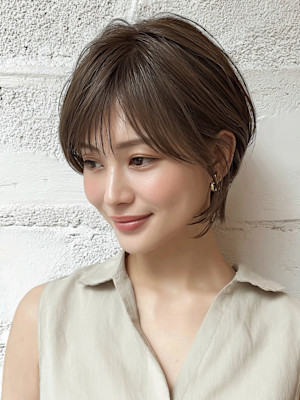 ショート くびれショート 丸みショート グレージュ 透明感