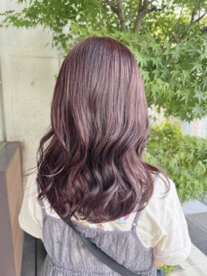 ブリーチなしツヤっとピンクラベンダーカラー