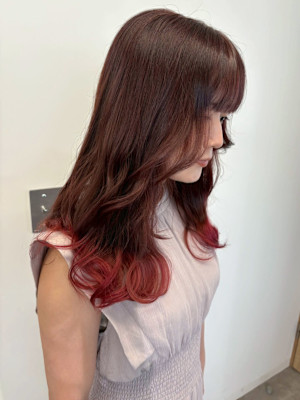 エンドカラーチェリーピンク＊艶髪ブリーチ暖色カラー/明大前