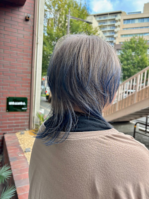 ホワイトベージュウルフにアクセントブルー