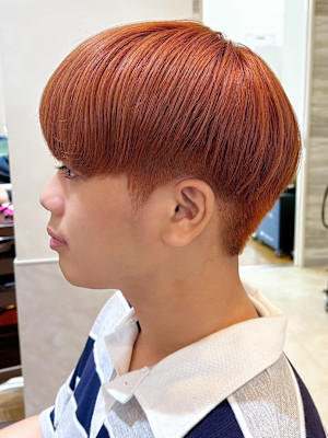 メンズマッシュ/刈り上げ/オレンジ/ブリーチカラー