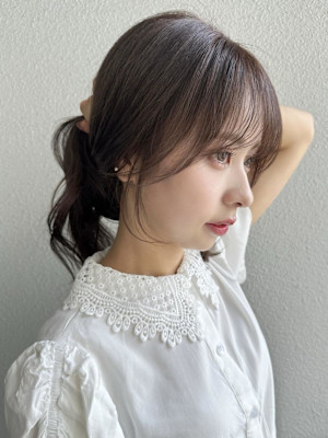 姫カットレイヤー/マロンベージュ/くすみベージュ/韓国風巻き