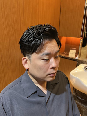 銀座　理容室　ナチュラルパーマ　アップバング