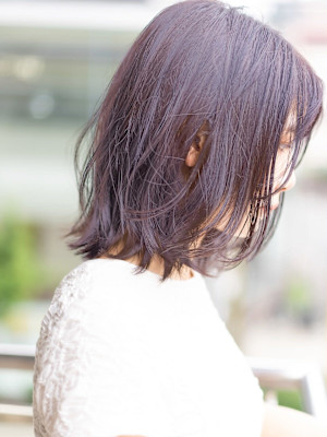 くすみラベンダーピンク/切りっぱなしボブ/髪質改善/天神大名