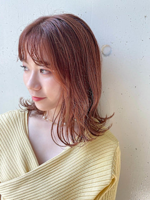 〈medium〉外ハネ○コーラルオレンジ