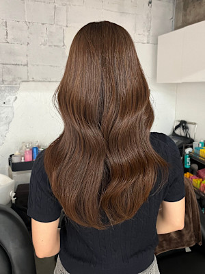 ミルクティーベージュミルクブラウンブリーチなしダブル艶髪