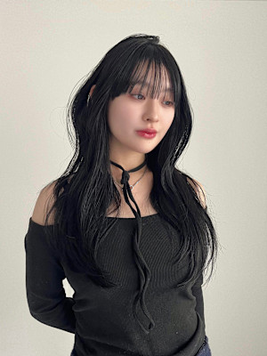 ロングレイヤーフェイスレイヤーくびれヘア韓国ヘア